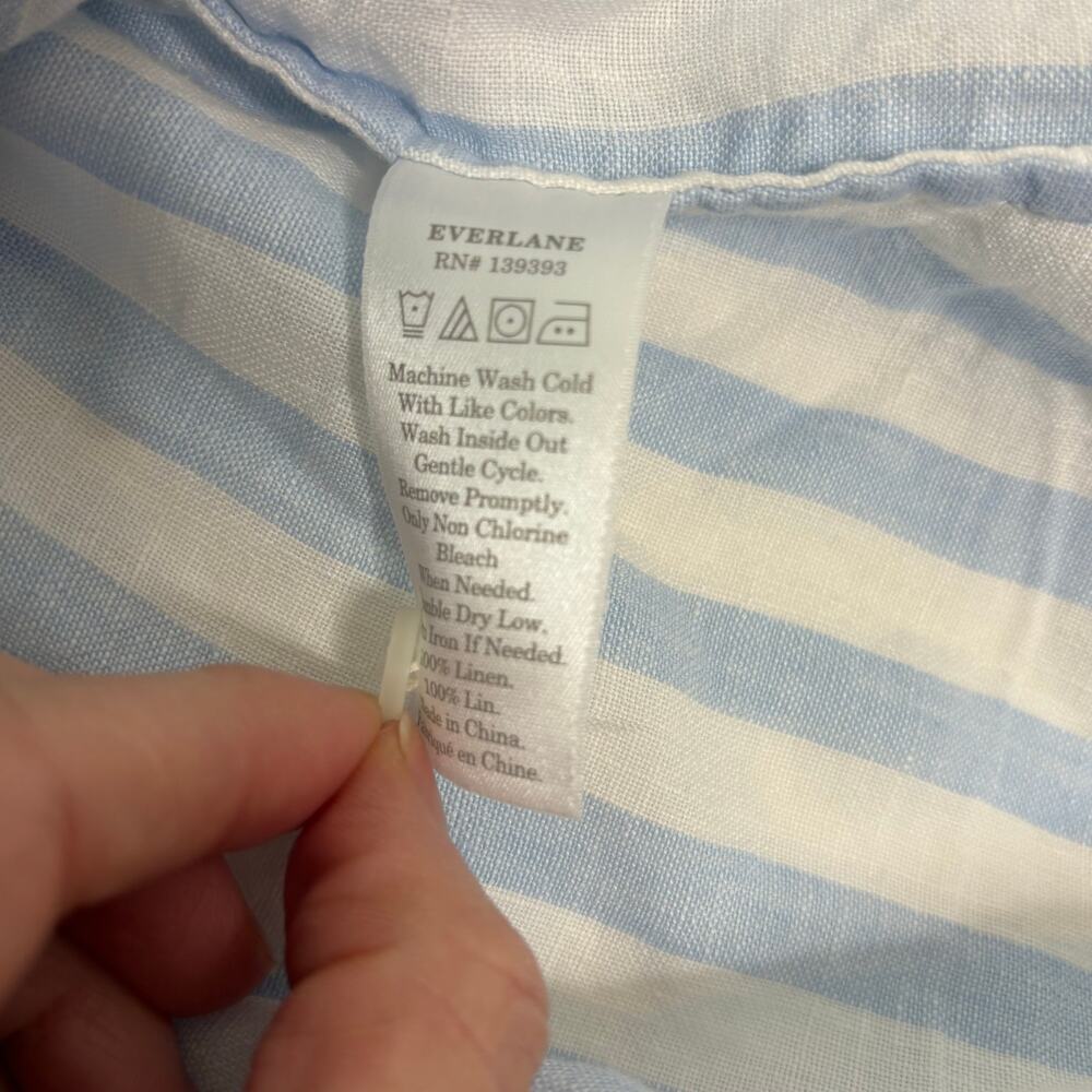 Everlane The Linen Sleeveless Stripe Midi Button Down Shirt Dress Blue 8 - Picture 5 of 8